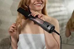 Фен-щітка Ardesto Brush Pink Touch, 1200Вт, 2 швидкості, 2 температурні режими, LED-дисплей, функція іонізації, 4 насадки, сірий+ розовий - мініатюра 5