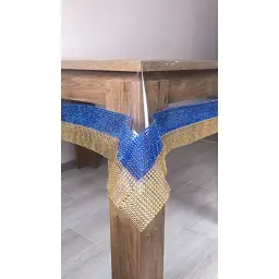 Скатертина силіконова з синьо-жовтою стразовою стрічкою 310х110 см