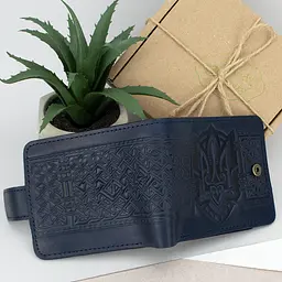 Гаманець чоловічий шкіряний Handycover HC0041 синій з гербом України - мініатюра 3