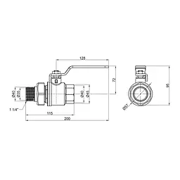 Кран кульовий "Американка" SD Plus 1" 1/4 ВЗ прямий SD220W32 - мініатюра 2