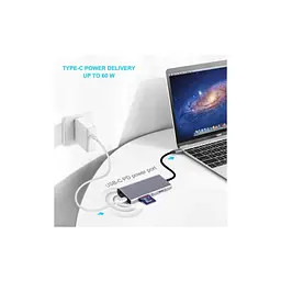 Концентратор Dynamode USB3.1 Type-C to HDMI, 3хUSB3.0, RJ45, USB Type-C Female, SD (Dock-USB-TypeC-HDMI-USB3.0-RJ45) - мініатюра 3