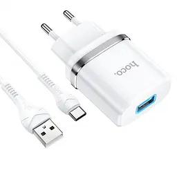 Блок живлення Hoco N1 1 порт + кабель USB-C комплект білий
