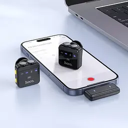 Мікрофонна радіосистема Hoco L17 Lightning/USB-C Black (6942007645997) [158600] - мініатюра 9