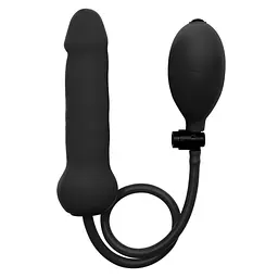 Анальна пробка Ouch! Inflatable Silicone Dong, 15.7 см (чорний) - мініатюра 2