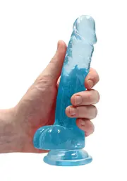 Фалоімітатор RealRock Crystal Clear 7” 19 см (блакитний) - мініатюра 4