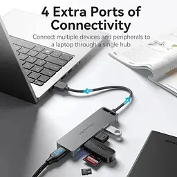 Хаб USB 3.0 - 4xUSB-A 3.0, 5Gbps, Black Vention - мініатюра 7