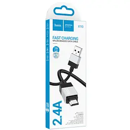 Дата кабель Hoco X110 Honorific USB to MicroUSB 2.4A 1 м Black - мініатюра 2