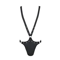 Чоловіче боді з люверсами Passion 028 HARRY XXL/XXXL Black, екошкіра, на шлейках - мініатюра 5