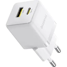 Мережевий зарядний пристрій Baseus Palm Fast Charger USB-A/USB-C 30W + Cable USB-C to USB-C 60W 1m White (P1011160A213-01) [168073] - мініатюра 3