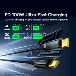 Кабель Baseus Explorer Charging with Auto Shutdown Cable Type-C to Type-C 100W 1m P10319703111-00 Black - мініатюра 6