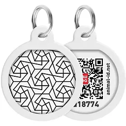Адресник для собак і котів Waudog Smart ID з QR паспортом, Геометрія, S, діаметр 25 мм