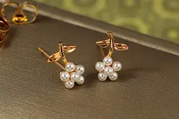 Сережки гвоздики Xuping Jewelry квіточки із перлинок 10 мм золотисті - мініатюра 2