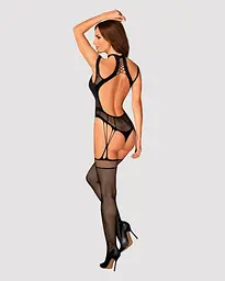Ажурний бодістокінг з отворами Obsessive Bodystocking G327 black чорний комбінезон з дос S/M/L - мініатюра 4
