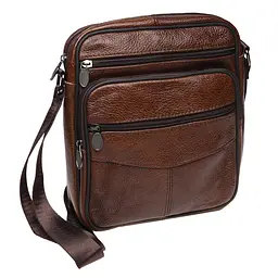 Чоловіча сумка Borsa Leather K18490 24x21x7 см Коричневий (10852)