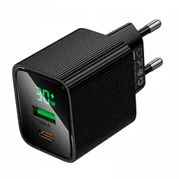 Мережевий зарядний пристрій адаптер HOCO CS84A 1 USB/1Type-C, 30 W, підтримка швидкого заряджання PD/QC/FCP/AFC Чорний - мініатюра 5