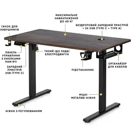 Комп'ютерний стіл Mealux PowerDesk Energy Antique з електрорегулюванням висоти (EVO-201 Energy A/B) - мініатюра 2