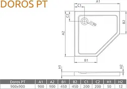 Душовий піддон Radaway Doros Plus PT 90x90 SDRPTP9090-01 - мініатюра 2