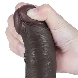 Фалоімітатор Sliding-Skin Dual Layer Dong 8 без мошонки, коричневий LOVETOYS 66-LV317406 103597 - мініатюра 2