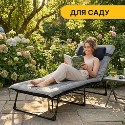 Розкладне ліжко (розкладачка) з оксамитовим матрацом і подушкою LEOBRO Grey (LB-FB-A3-GRY) - мініатюра 5