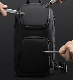 Однолямковий рюкзак через плече Bange BG-7565 7л Сумка-слінг з USB-роз'ємом Black (19369) - мініатюра 7