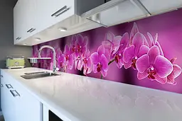 Кухонний фартух Гілка рожевих Орхидей для кухні наклейка ПВХ квіти орхідеї 60х200 см Happy Pocket Z180579