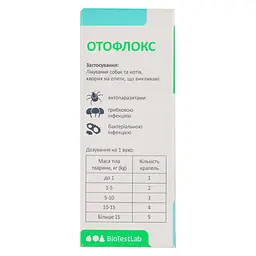 Краплі вушні BioTestLab Отофлокс від отитів для собак і котів 10 мл - мініатюра 6
