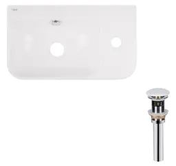Комплект Qtap Tern: Раковина підвісна прямокутна права 450х250х158 мм White + Донний клапан PU02O (QT17115117RWN47328)