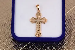Хрестик Xuping Jewelry накладний гладкий на ажурний 3.5 см золотистий