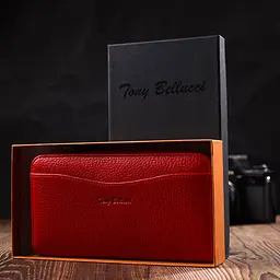 Яскраве жіноче портмоне на блискавці з натуральної шкіри Tony Bellucci 21972 червоний - мініатюра 10