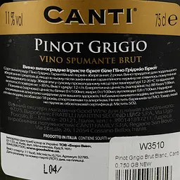 Уцінка. Вино ігристе Canti Pinot Grigio Brut, біле, брют, 11,5%, 0,75 л, подарункова упаковка (W3510) - мініатюра 4