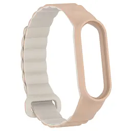 Ремінець Dual-color Magnetic для Xiaomi Mi Band 7/6/5/4/3 Beige / White - мініатюра 3