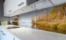 Вініловий кухонний фартух Осінь на Озері Лебеді наклейка для кухні ПВХ Природа Блакитний Happy Pocket Z181499 - мініатюра 6