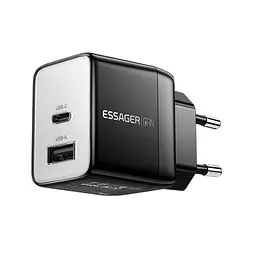 Мережевий зарядний пристрій EssagerECT33W Gan 1USB 1T-C 33W чорний - мініатюра 2