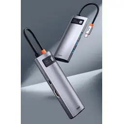Мультипортовий адаптер USB Хаб Baseus Metal Gleam Series 5-in-1 Multifunctional Type-C HUB Docking Station Gray CAHUB-CX0G - мініатюра 4