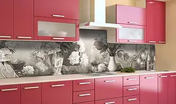 Вініловий кухонний фартух Пастельний Натюрморт наклейка для кухні ПВХ Фрукти овочі Сірий Happy Pocket Z181538 - мініатюра 2