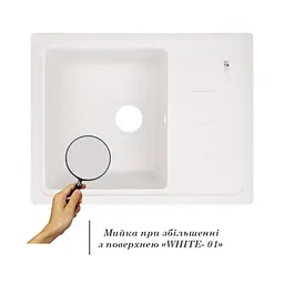 Кухонна мийка Lidz 620x435/200 WHI-01 (LIDZWHI01620435200), Білий - мініатюра 3