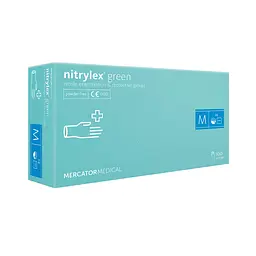 Рукавички Меркатор Медікаль Nitrilex Basic   нітрилові оглядові нестерильні неприпудрені зелені 100шт/уп M 