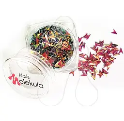 Декор для дизайну нігтів Луска дракона Nails Molekula 1,5 г №03 Рожево-зелений голографік ромб