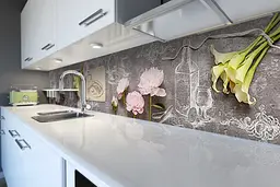 Кухонний фартух Крейдяний малюнок вінілова наклейка півонії рожеві квіти Сірий 60х200 см Happy Pocket Z180730 - мініатюра 6