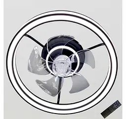 Стельова LED-люстра-вентилятор Artlight WG5114BBK, біла з чорною окантовкою, 55 Вт, від 10-18 м² - мініатюра 3