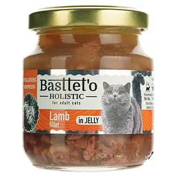 Вологий корм для котів Basttet`o Holistic шматочки філе ягня в желе 130 г скло