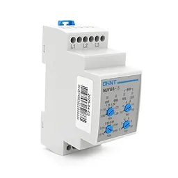Реле контролю фаз CHINT NJYB3-5 AC380V, 3F3P, Захист U+(1,05~1,3)*Us/U-(0,7~0,95)*Us,Затримка 0,1~10с, Ue240/415V,Ie0.75/0.47, 1CO+1NO