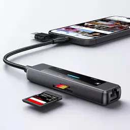 Концентратор XoKo USB-C 5-in-1 USB 3.0 + USB 2.0 + SD/TF + RJ45 100Mbps silver (XK-AC-350) - мініатюра 7