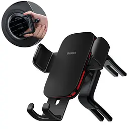 Тримач для мобiльного Baseus Metal AgeⅡ Gravity Car Mount Round Air Vent Version SUJS030001 Black - мініатюра 3