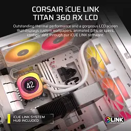 Система рідинного охолодження Corsair iCUE LINK TITAN 360 RX LCD White AIO (CW-9061026-WW) - мініатюра 7