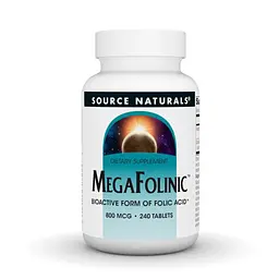 Біоактивна фолієва кислота MegaFolinic 800 mg, 240 таблеток Source Naturals vit0004486 - мініатюра 1