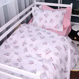 Простирадло на гумці MirSon Poplin Line Kids 04 Cats 150х200 см рожеве (2200009714498) - мініатюра 5