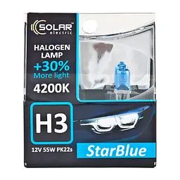 Галогенова лампа Solar H3 12V 55W PK22s StarBlue 4200K, SET(1243S2)