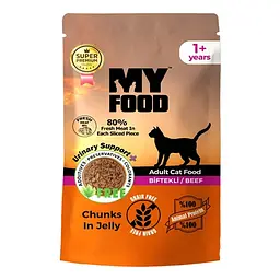 Вологий корм Hermos My Food Для котів шматочки в желе з яловичиною 85 г