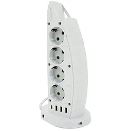 Мережевий фільтр-подовжувач Voltronic F-14, 8 розеток EU + 3xUSB + Type-C, 2 м, 3×0,75 мм, 2500 Вт, білий - мініатюра 2